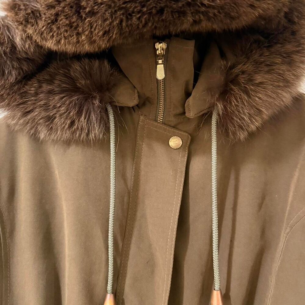 Vintage Damselle New York Brown Fur Hooded Removable Winter Button Up Zip Lined - Picture 3 of 7